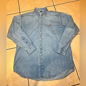 Vintage Ralph Lauren Men’s Blake Light Blue Denim Shirt 100% Cotton